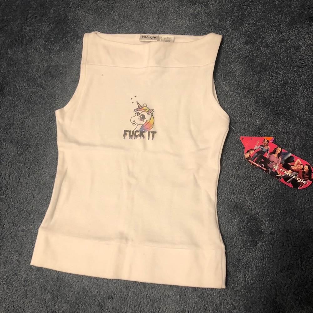 Unicorn cropped muscle tank brand new